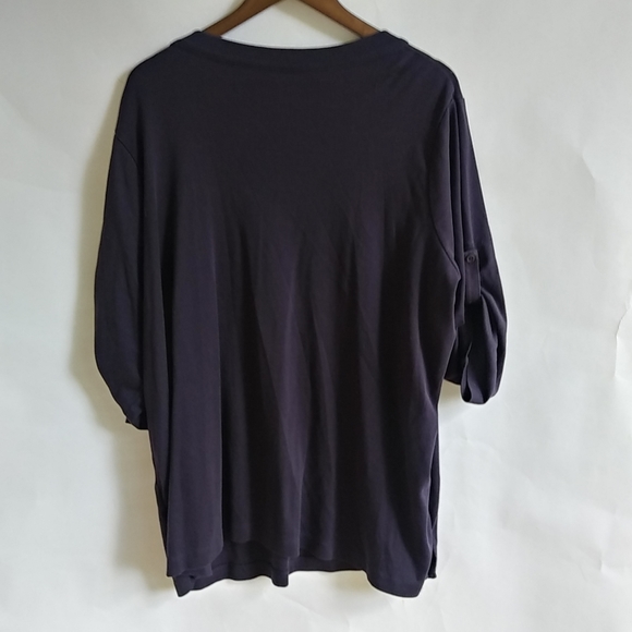 Lands End 3X V-Neck Button Sleeve Top Plus in Black - Picture 4 of 6
